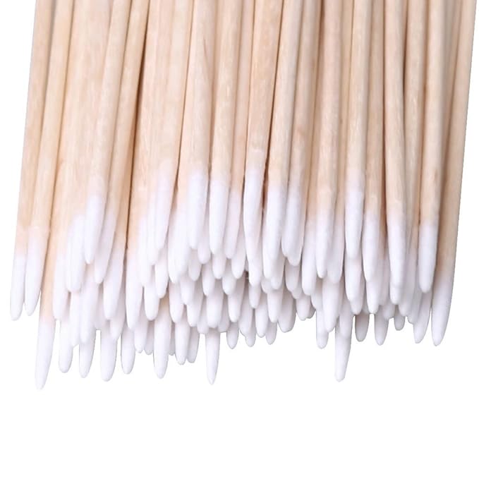 RIKWOG 800pcs Pointed Cotton Swabs, 4 inch Precision Microblading Cotton Buds Cotton Sticks Applicator for Eyebrow Tattoo Beauty Make-up Nail Clean, Cosmetic use Wood Handle