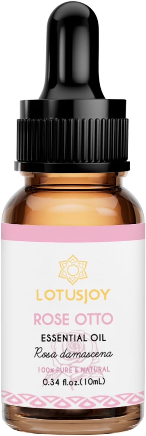 LOTUSJOY Rose Otto Essential Oil, for Skin, Massage, Diffuser, 0.34 Oz