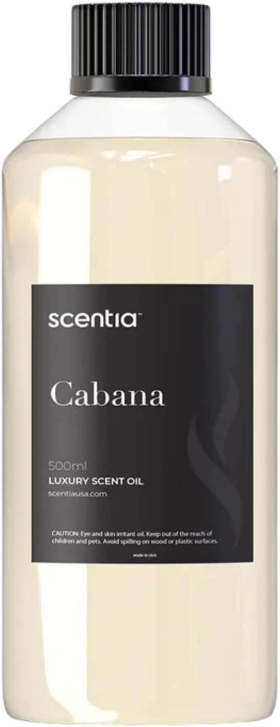 Scentia Coastal (Cabana) Diffuser Oil for HVAC Scent Machine – Hotel Fragrance Inspired by 5-Star Spa – 500 mL – Jasmine, Bergamot & Sea Breeze Oil for Commercial & Cold Air Diffusers, Made in USA
