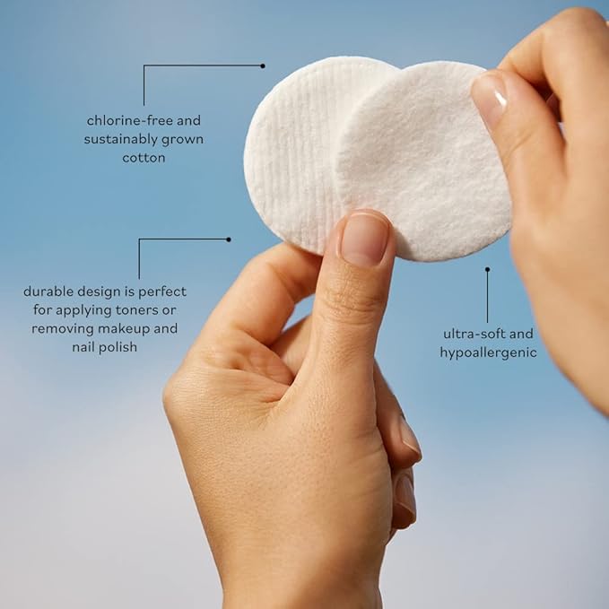 Sky Organics Organic Cotton Rounds for Sensitive Skin, 100% Pure GOTS Certified Organic for Beauty & Personal Care, 100 ct.