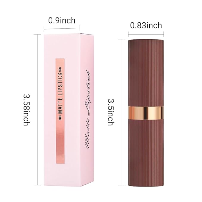 CAKAILA Warm Brown Nude Lip Stick,Matte Cream Lipstick Set for Women,Long Lasting Waterproof Smudge Proof Velvet lipsticks Crayon,Lip Makeup Kit Travel Size,Vegan & Cruelty-free (Pack of 1)