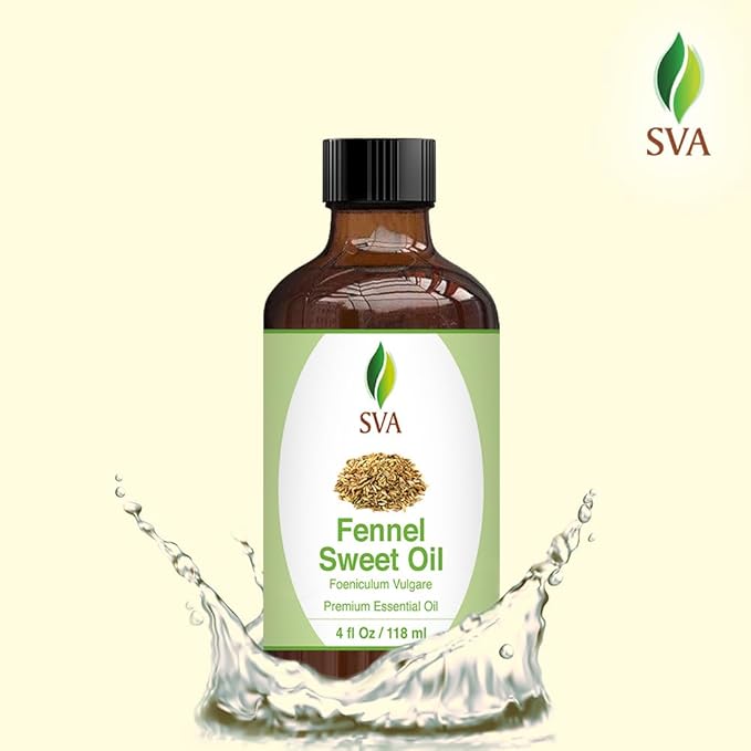 SVA Sweet Fennel Essential Oil, Glass Bottle with Dropper, 4 Fl Oz (118 ml)