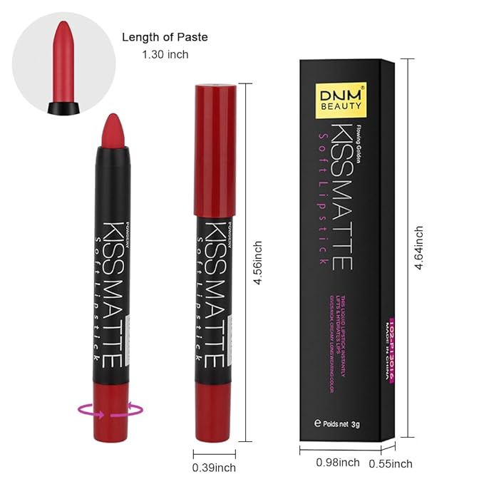 evpct 1Pcs Ruby Red Matte Lipstick and Lip Crayon Liner Pencil Pen Set for Women Lip Stain Long Lasting Waterproof labiales mate magicos 24 horas originales pintalabios permanente 24 horas 10