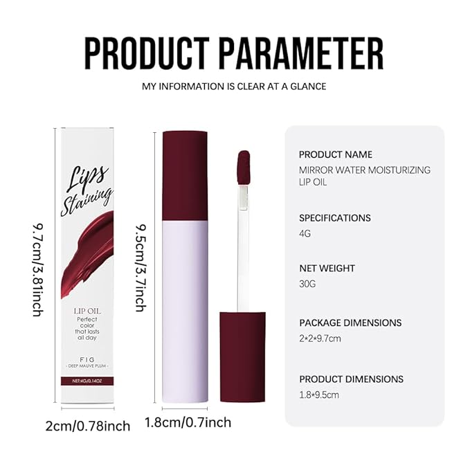 Hxssll Nourishing High-Shine Lip Gloss,Hydrating & Moisturizing Lip Tint, Non-Sticky, Long-Lasting Glossy Lip Stain,Softens & Plumps Lips for Smooth,Gentle Formula for Dry Lips 04#Deep Mauve Plum