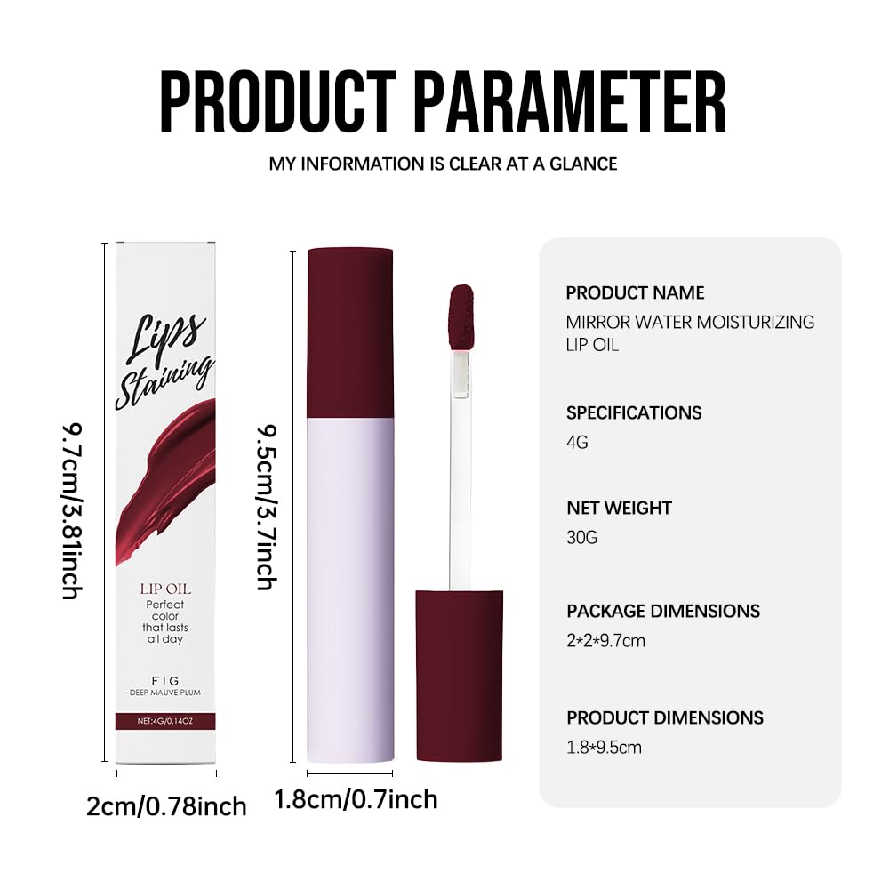 Hxssll Nourishing High-Shine Lip Gloss,Hydrating & Moisturizing Lip Tint, Non-Sticky, Long-Lasting Glossy Lip Stain,Softens & Plumps Lips for Smooth,Gentle Formula for Dry Lips 04#Deep Mauve Plum