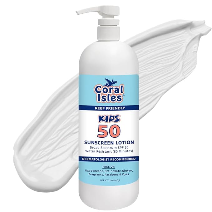 Coral Isles SPF 50 KIDS Lotion Reef Compliant Broad Spectrum 32 Fl Oz