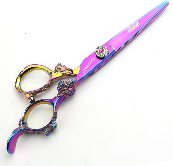 5.5/6 /7 Inch Purple scissors Knight Professional Japanese Hair Scissors Barber Scissors Set (6 inch 2pc-A)