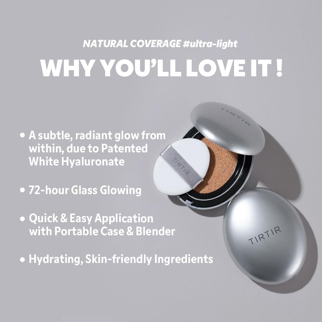 [*Mini Size*] TIRTIR Aura Glow Silver Cushion | Korean Cushion Foundation, (#43N Deep Cocoa, 0.15 Fl Oz)