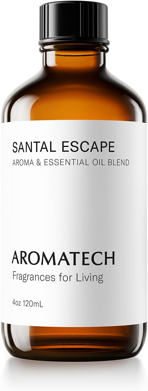 AromaTech Santal Escape Aroma Essential Oil Blend: Luxury Hotel Inspired Aromatherapy with Amber, Vanilla, Cedar & Sandalwood for Ultrasonic Diffusers & Nebulizers (4 Fl Oz (Pack of 1))