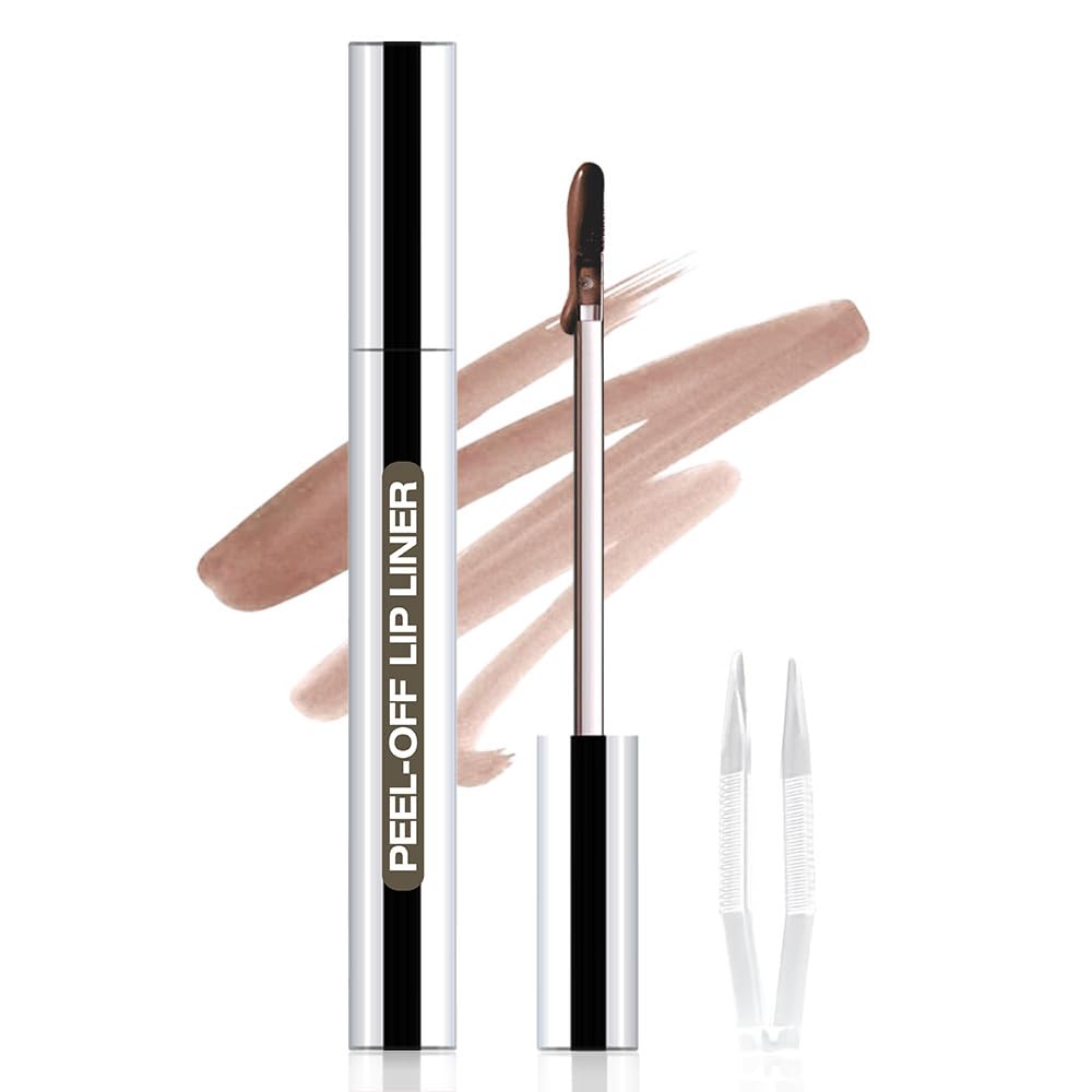 JUAAZIN 2Pcs Matte Lip Stain Peel Off Lip liner with Tweezer, Peel Off Lip Stain, Long Lasting Waterproof Lipstick Lip Gloss Tattoo, Transfer-proof for All Skin Types (00#+06#)