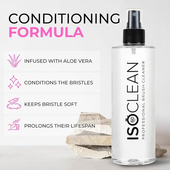ISOCLEAN Makeup Brush Cleaner – Gentle Daily Use Solution, Reduces Product Buildup, Improves Application, Easy Clean Brush Cleaning Solution & Sponge Cleaner - Spray Top, 9 fl oz