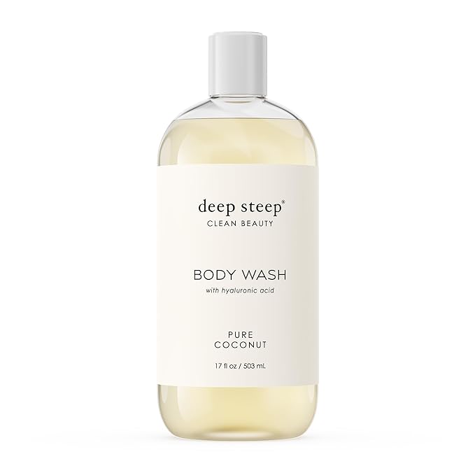 Deep Steep Pure Coconut Body Wash, Hydrating Shower Gel with Hyaluronic Acid & Shea Butter for Sensitive Skin, Bodywash for Women & Men, 17 Fl Oz, 1-Pack