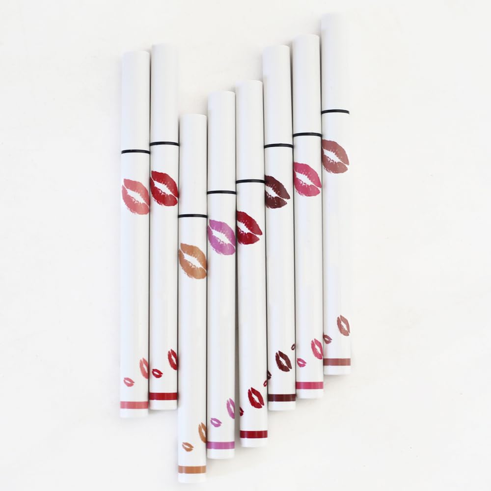 evpct Longwear Liquid Lip Liner Stain Marker Pen Long Lasting Waterproof, Dark Red Matte Semi Permanent 24 Hour Lip Liner and Lipstick Combo, Korean Color Stay Lipliner All Day, Lips Stain peel off