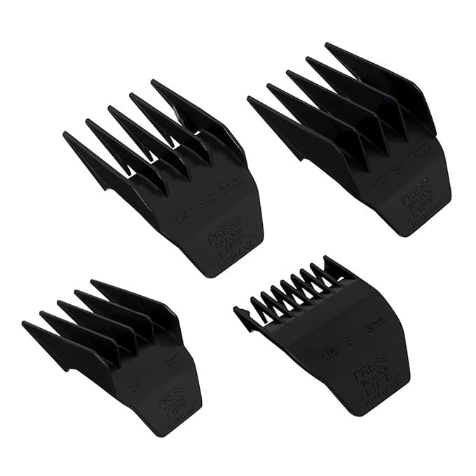 Professional Peanut Clipper Guards for Wahl Peanut – from 1/8 Inch to 1/2 Inch, Fits for Wahl Peanut, Black-4PCS