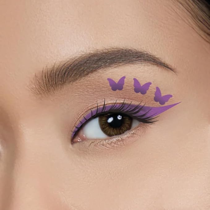 Rebel Tattoos 2-in-1 Eyeliner Stamp, Pigmented Intense Black Formula, Smudge-Budge Proof, Sweatproof, 24 Hour Stay Eyeliner Stamp (purple butterfy)