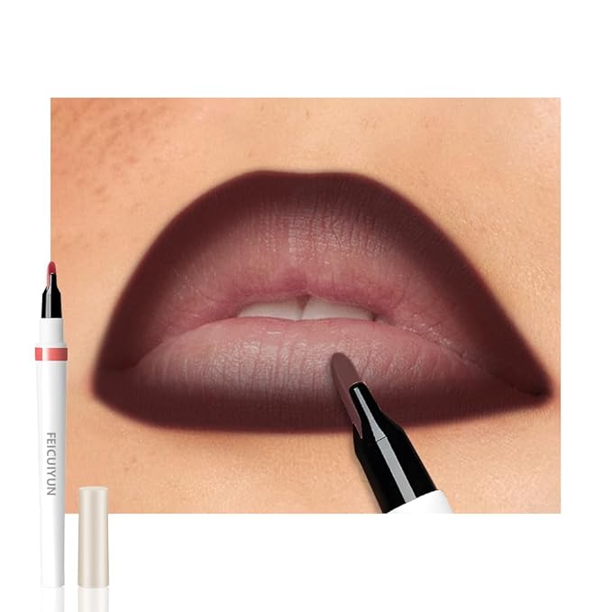 FeiCuiYun Matte Calligraphy Liquid Lip Liner Lipstick Pencil, Bark Long-Lasting Transfer-Proof Lip Stain Halloween Birthday Party Wear, Sheer Buildable Color, Fades to a Natural Wash of Colors