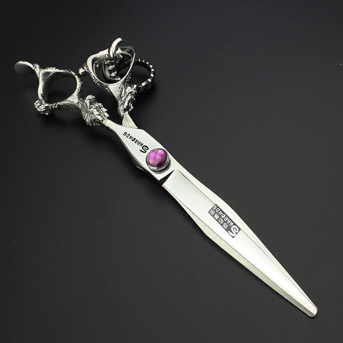 7 inch barber scissors,purple diamond barber scissors(7 Inch Flat-AA)