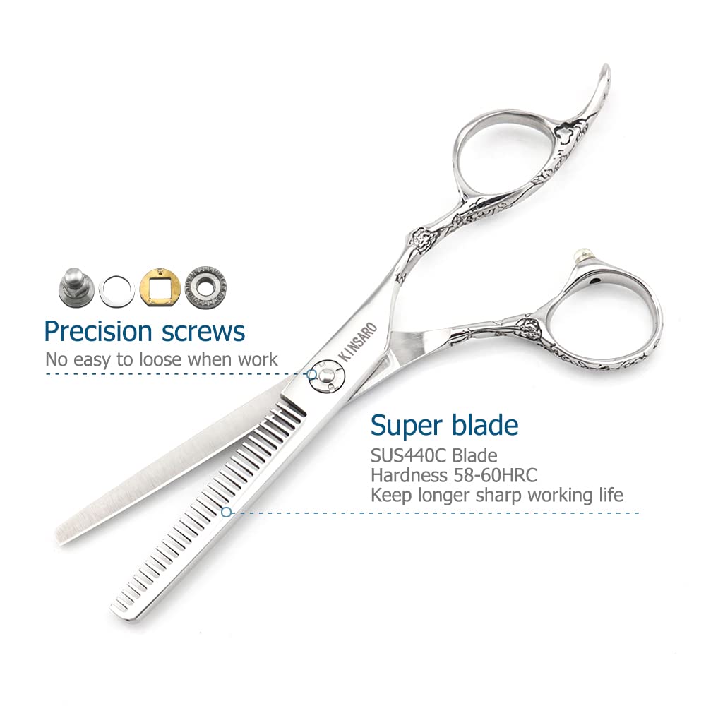 KINSARO 6 Inch Professional Hair Thinning Scissors, 440C Texturizing Shears