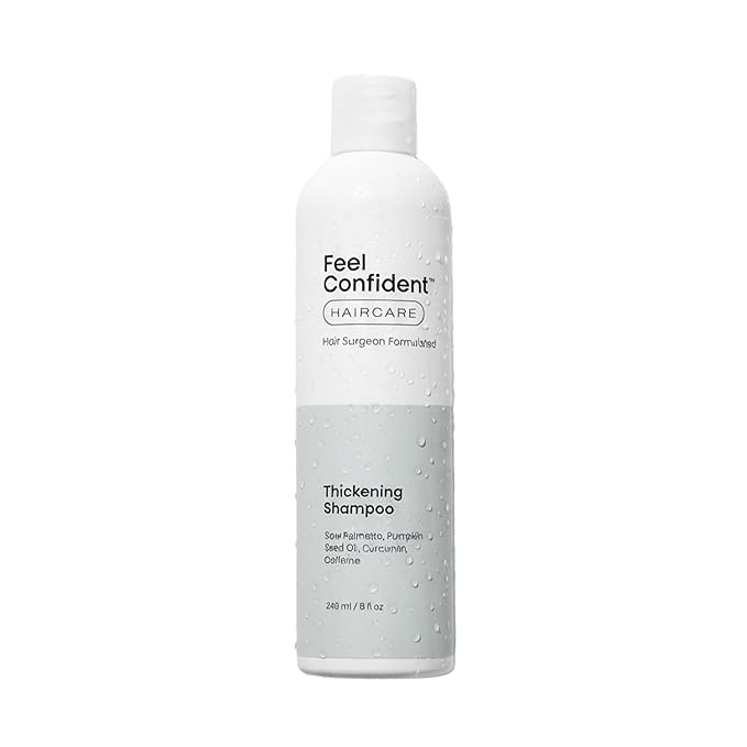 Feel Confident Haircare Thickening Shampoo – Saw Palmetto, Pumpkin Seed Oil, Caffeine & Turmeric for Thinning & Fine Hair, Men & Women, Supports Hair Growth, Density & Volume- Hair Surgeon Formulated