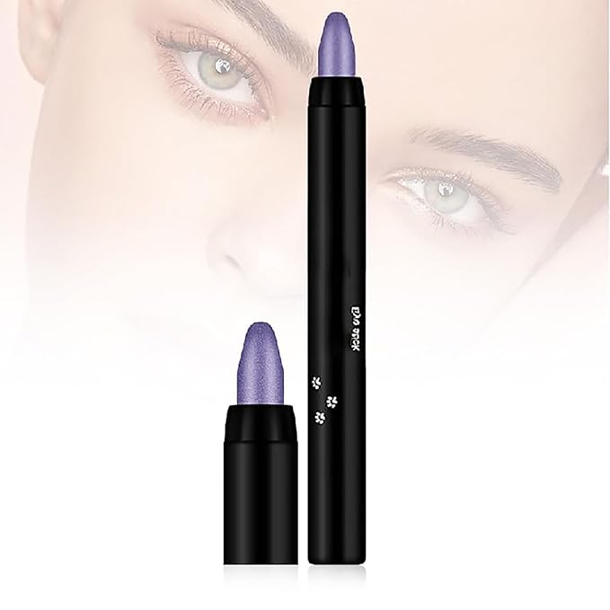 Morekfly Eyeshadow Shimmer Stick, 16 Color Highlighter Eyeshadows Pencil Waterproof Glitter Eye Shadow Eyeliner Pen, Waterproof Eyeshadows Shimmer Stick Long Lasting Brightener Eyeshadow (09 Violet)