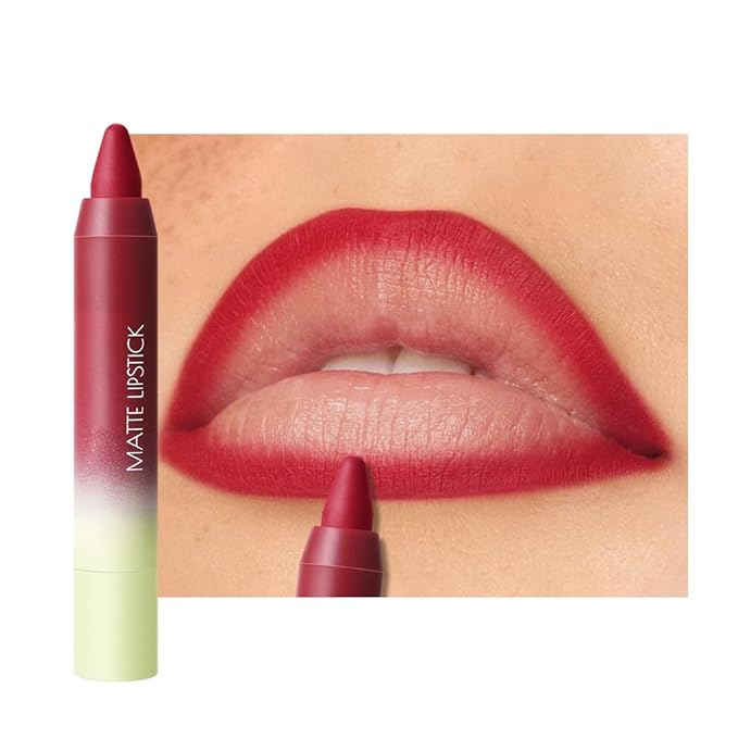 JUAAZIN Matte Lip Lipstick Crayon Lip Liner Thick Pencil, High-Pigment Outline lips, Non-sticky Matte Velvet Texture, Waterproof & Smudge-Proof Longwear Pigmented, Fit for all tones 04#