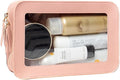 FFpaw Clear Makeup Bag, Pink Travel Makeup Pouch Toiletry Bag for Women Waterproof Small Cosmetic Bag Case Small Make Up Bag with Zipper Car Organizer Car Essentials for Women Men
