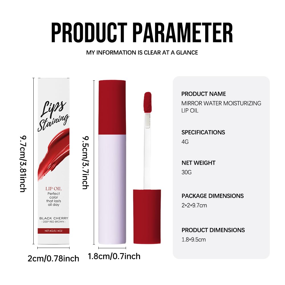 Hxssll Nourishing High-Shine Lip Gloss,Hydrating & Moisturizing Lip Tint, Non-Sticky, Long-Lasting Glossy Lip Stain,Softens & Plumps Lips for Smooth,Gentle Formula for Dry Lips 09#Deep Red Brown