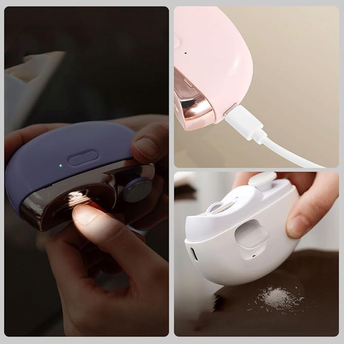 2 in 1 Electric Polishing Automatic Nail Clippers, Electric Nail Trimmer Electric Nail Clipper with 2 Adjustable Speeds, Nail Trimmer for Seniors, Kids, Adults (Pink)