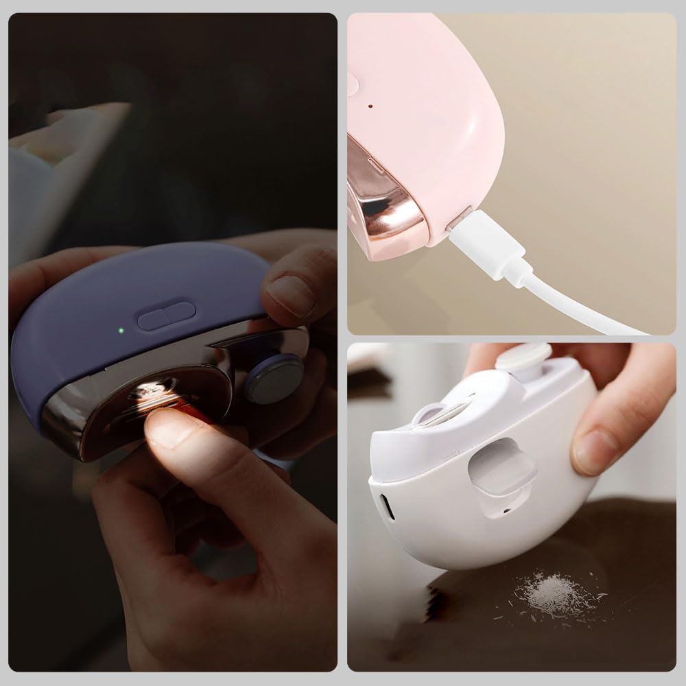 2 in 1 Electric Polishing Automatic Nail Clippers, Electric Nail Trimmer Electric Nail Clipper with 2 Adjustable Speeds, Nail Trimmer for Seniors, Kids, Adults (White)
