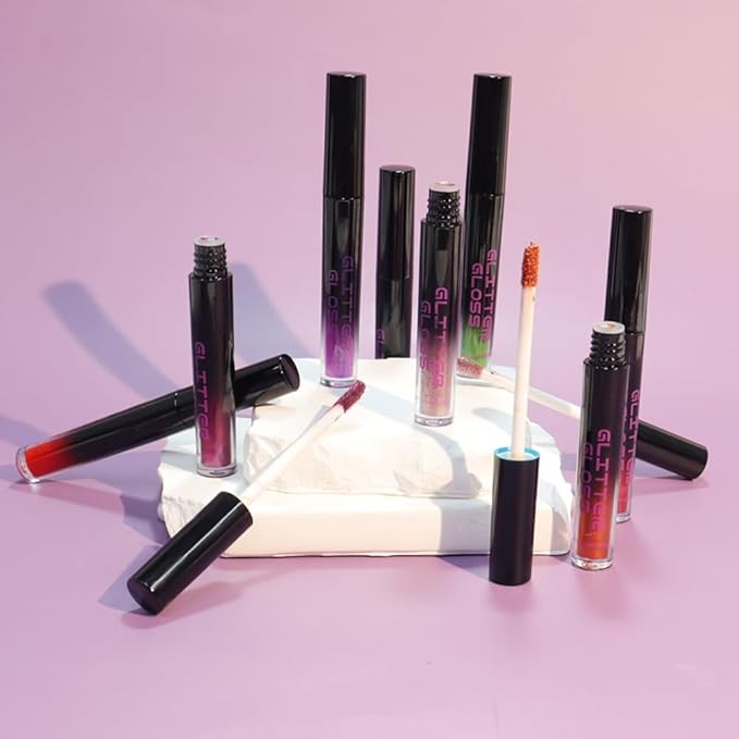 CAKAILA Red Purple Metallic Lipstick for Women,Glitter Sparkling Liquid Lipstick,Long Lasting Waterproof Lightweight Comfortable Non-Drying Bold Dark Lip Gloss for Gothic Stage Makeup,Vegan