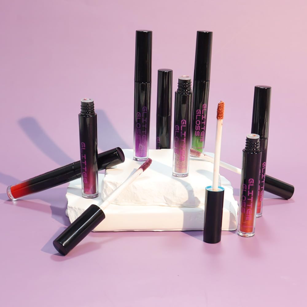 CAKAILA Red Purple Metallic Lipstick for Women,Glitter Sparkling Liquid Lipstick,Long Lasting Waterproof Lightweight Comfortable Non-Drying Bold Dark Lip Gloss for Gothic Stage Makeup,Vegan