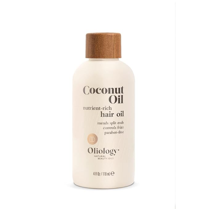 Oliology Coconut Hair Oil - Meds Split Ends, Controls Frizz, Hydrates & Softens - Lightweight Formula Helps Repair Distressed Hair from Heat Styling & Treatments | & Paraben Free (4oz)