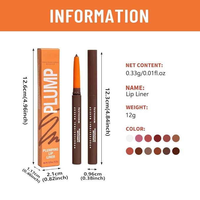 KXmzeG Matte Lip Liner Pencil for Shaping Lips, Retractable Creamy Brown Crayon LipLiner Pencil, Long Lasting Waterproof Lipstick Lip Liner Makeup, Vegan Beauty 12#