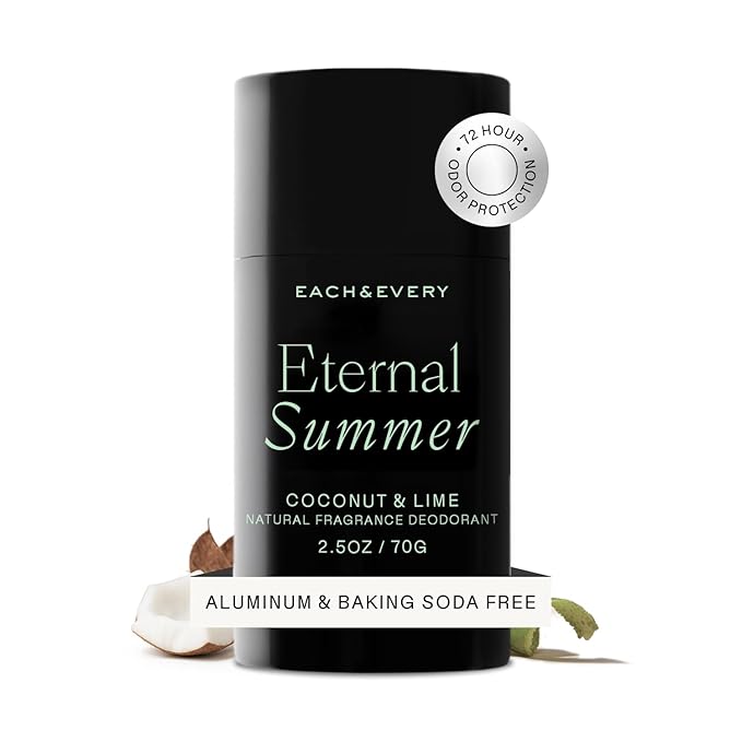 Each & Every Natural Deodorant, EWG Verified & Vegan (2.5oz)