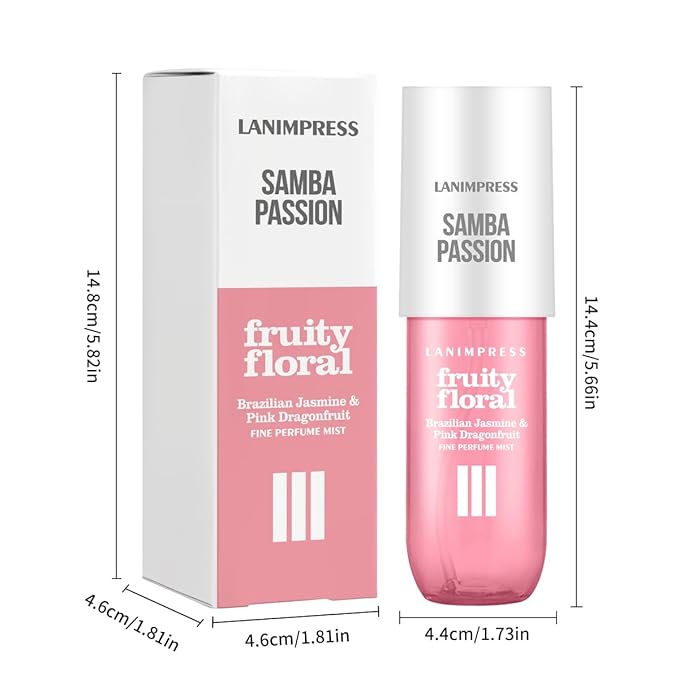 LANIMPRESS 3 FL OZ Hair and Body Fragrance Mist, Eau De Parfum for Women,Sunshine Aroma Perfume No.3, Fruity Floral Scent– With Notes of Pink Dragonfruit,Jasmine, Vanilla,Travel Size Body Spray