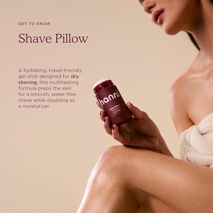 HANNI Shave Pillow No-Rinse Shave Gel Stick, Waterless Dry Shave, 3 oz