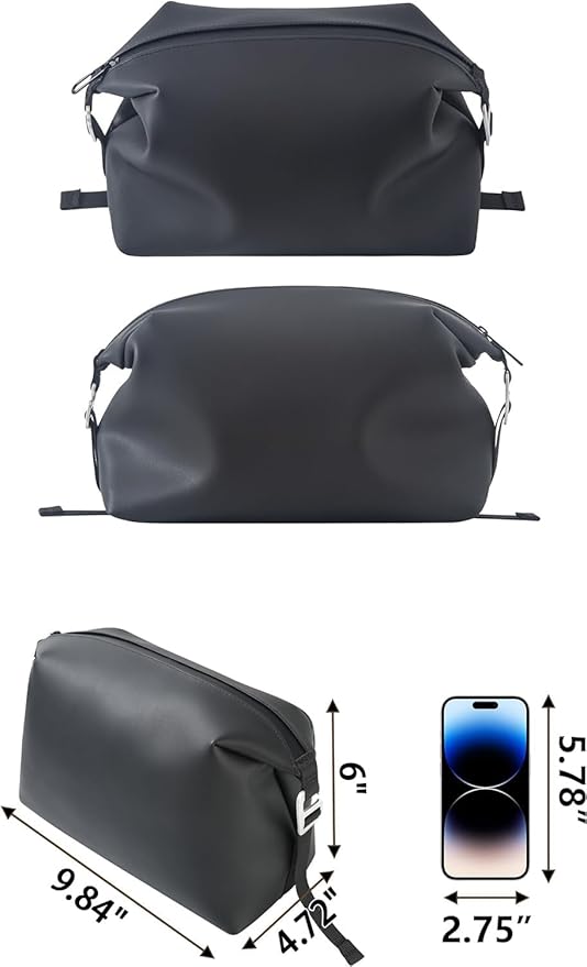 Onbagway 6"x9.84" 4.5L Silicone Toiletry Bag, Black