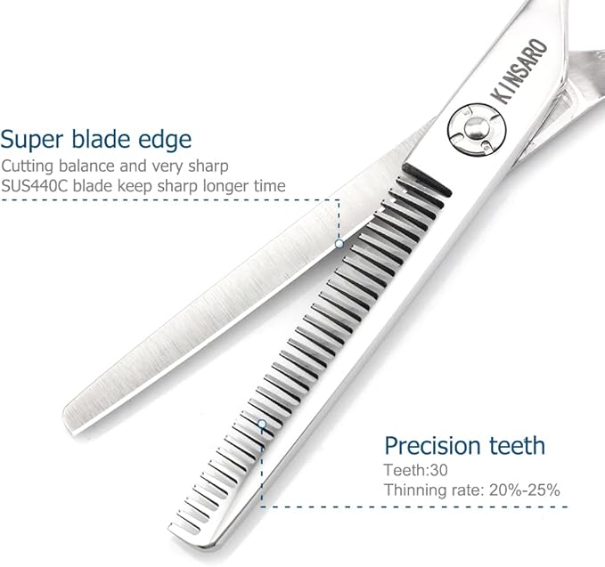 KINSARO 6 Inch Professional Hair Thinning Scissors, 440C Texturizing Shears