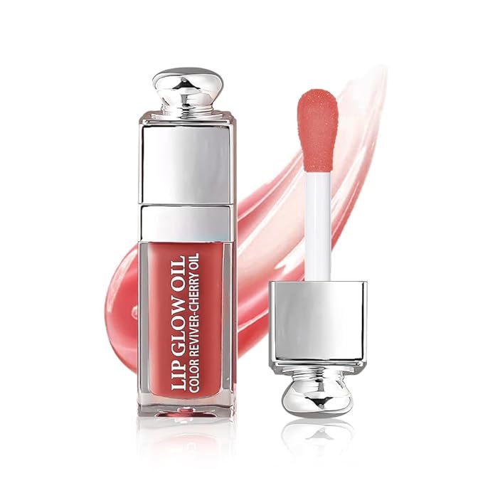 GECOMO Hydrating Lip Glow Oil, Lip Oil Gloss Transparent Toot Tinted Nourishing Long Lasting Repairing Lightening Lip Lines (ROSEWOOD) 0.2 OZ