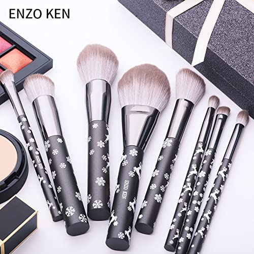 ENZO KEN Natural Goat Hair Makeup Brush Set Professional, Snowflake Cosmetic Brushes Makeup Set, Natural Makeup Brushes, Natural Bristle Makeup Brushes, Natural Hair Makeup Brushes Set Professional.