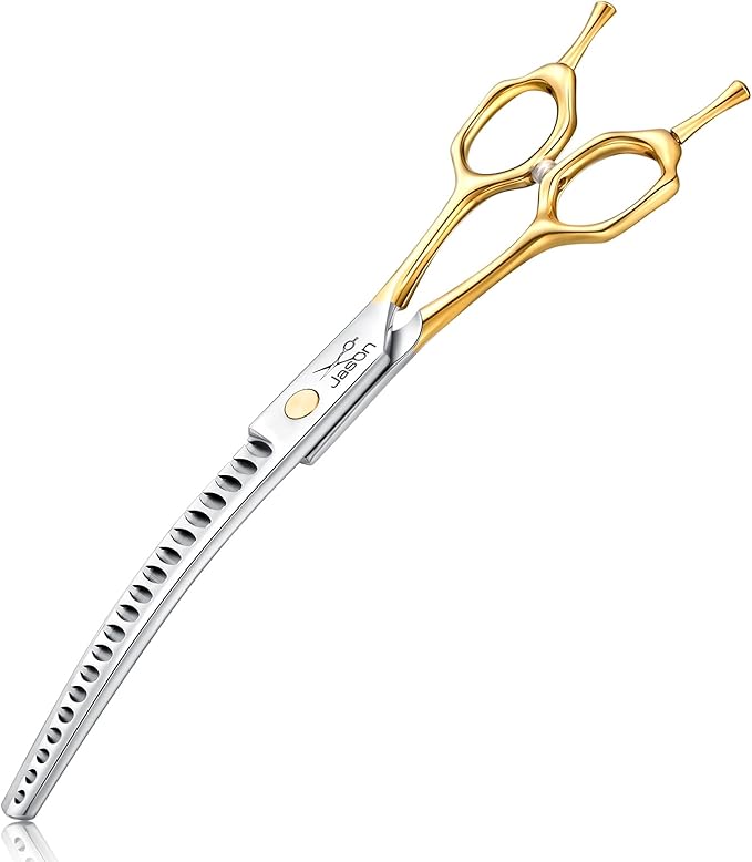 JASON Curved Dog Chunker Scissors - 7.5" Grooming Downward Shears 19 Teeth