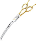 JASON Curved Dog Chunker Scissors - 7.5" Grooming Downward Shears 19 Teeth