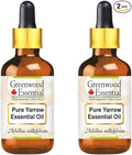 Greenwood Essential Yarrow Essential Oil (Achillea millefolium) with Glass Dropper | Pure | Non-Sticky | Non-Greasy | Lightweight | Men & Women | All Skin Types | Steam Distilled 10ml X 2 (0.66 oz)