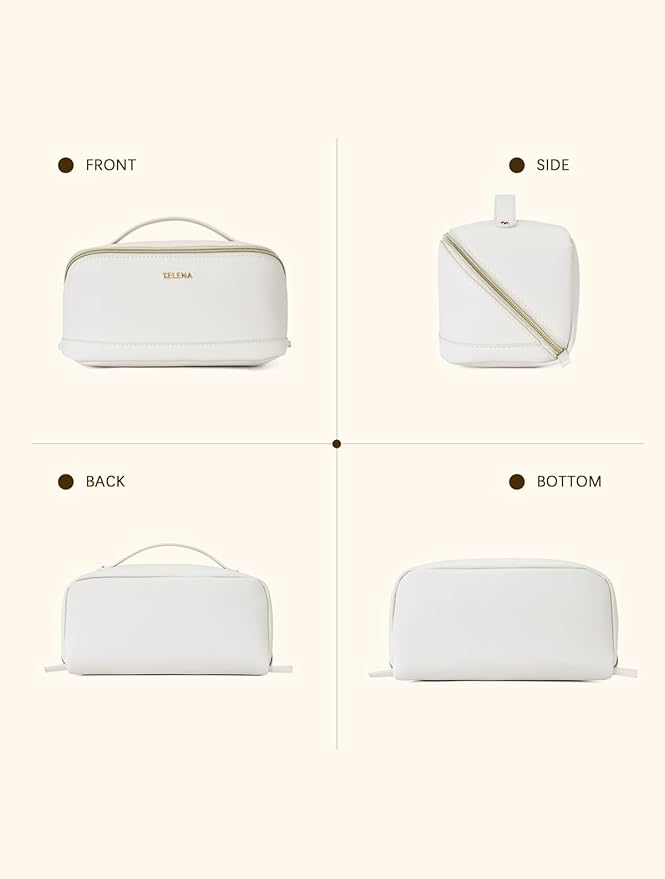 Telena Leather Make Up Bag Portable Travel Makeup Bag Waterproof
