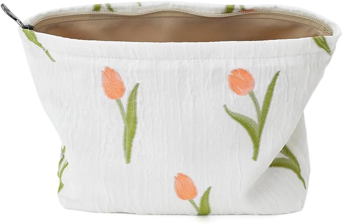 BBORGDC Floral Jacquard Makeup Bag - Large Capacity Cosmetic Pouch & Travel Toiletry Organizer with Zipper, Perfect for Daily Use, Gifts, and On-the-Go Essentials, Purses for Women Clearance