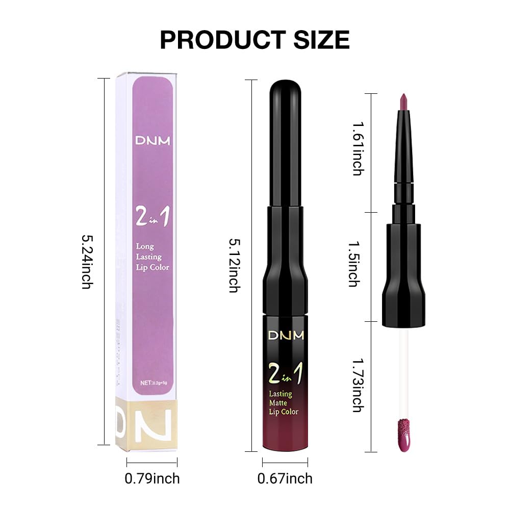 1Pcs 2 in 1 Hot Mauve Matte Lip Liner and Liquid Lipstick Stain Makeup Set for women, Hot Mauve Long Lasting Smudge Proof Lip Tint Matte Finish Lip Gloss for All-Day Color Hold Easy to Use 63#