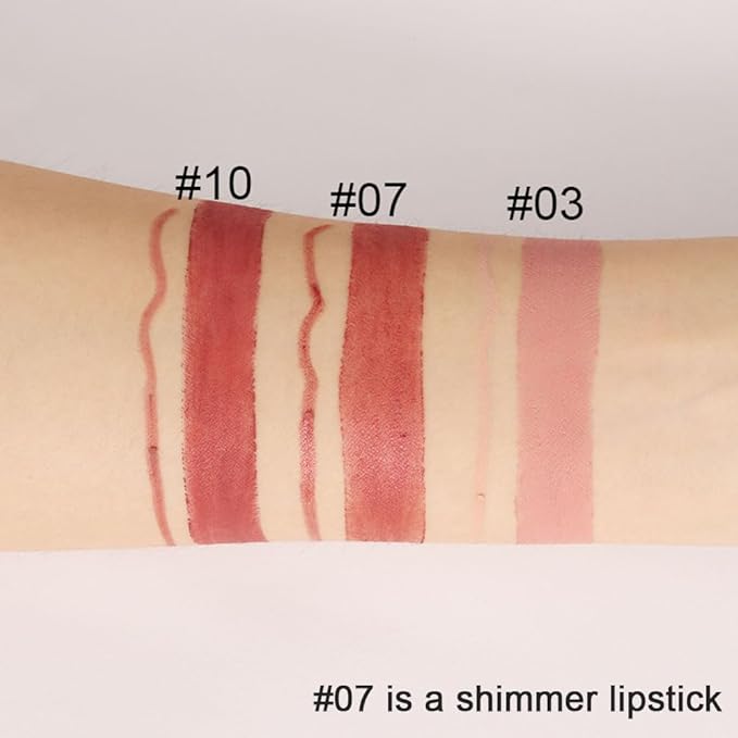 HHLTOH 2-in-1 Rose Gold Lip-Gloss Lip Liner & Lipstick Set Kit for Women, Matte Lips Kit with Lip Liner Lip Stains Long Lasting Waterproof 24 Hour Lipstick and Lip Liners Combo Lipliners Pencil Set 07