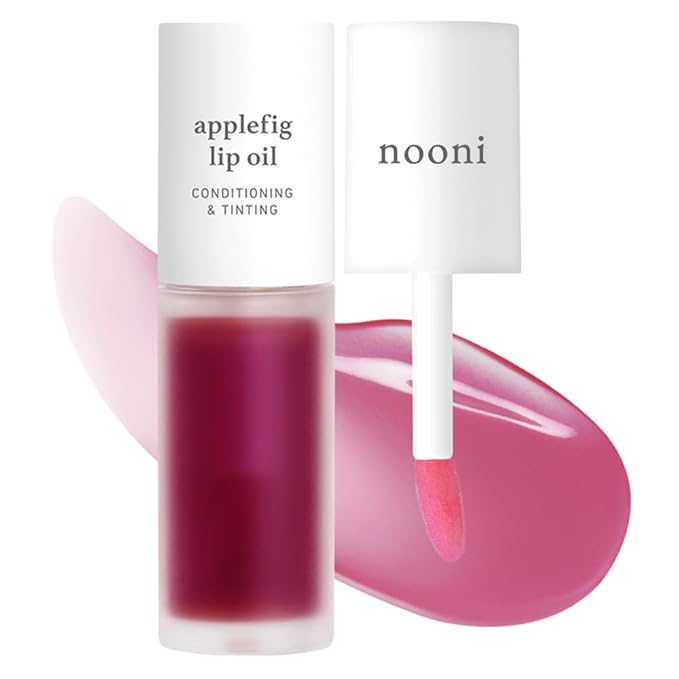 NOONI Korean Lip Oil - Applefig - Plumping & Hydrating Tinted Lip Gloss