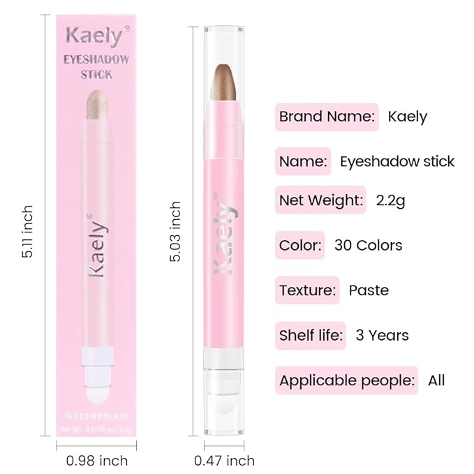 evpct 1Pcs Cocoa Shimmer Cream Eye Shadow Brightener Sticks for Eyes Waterproof Pigmented, Double Ended Cream Eyeshadow Stick Pencil Pen with Applicator, Eye Shadow Palette Highlighter Makeup 21