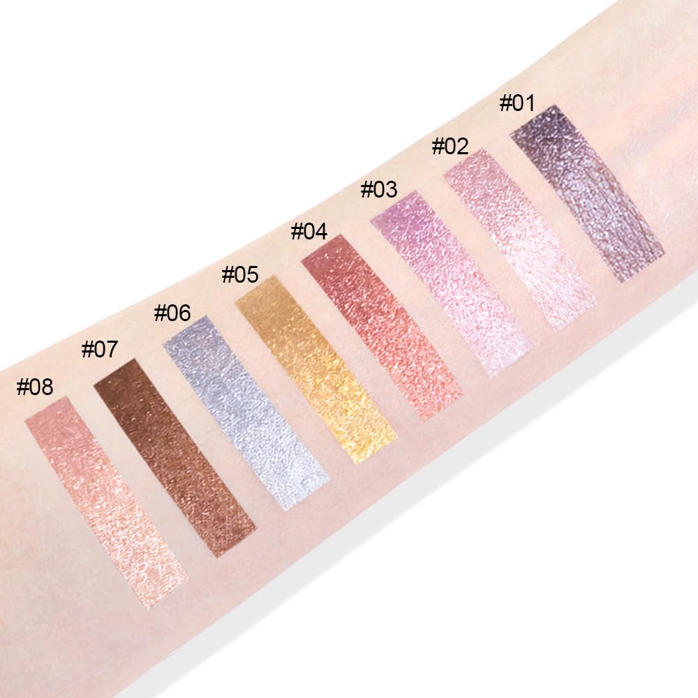 FeiCuiYun Cream Glitter Soft Pink Shimmer Metallic Eyeshadow Palette Makeup, Natural Single Mini Instant Holographic Eyeshadow For Women, Sombras Crema Para Ojos, Talc, Paraben & Cruelty Free